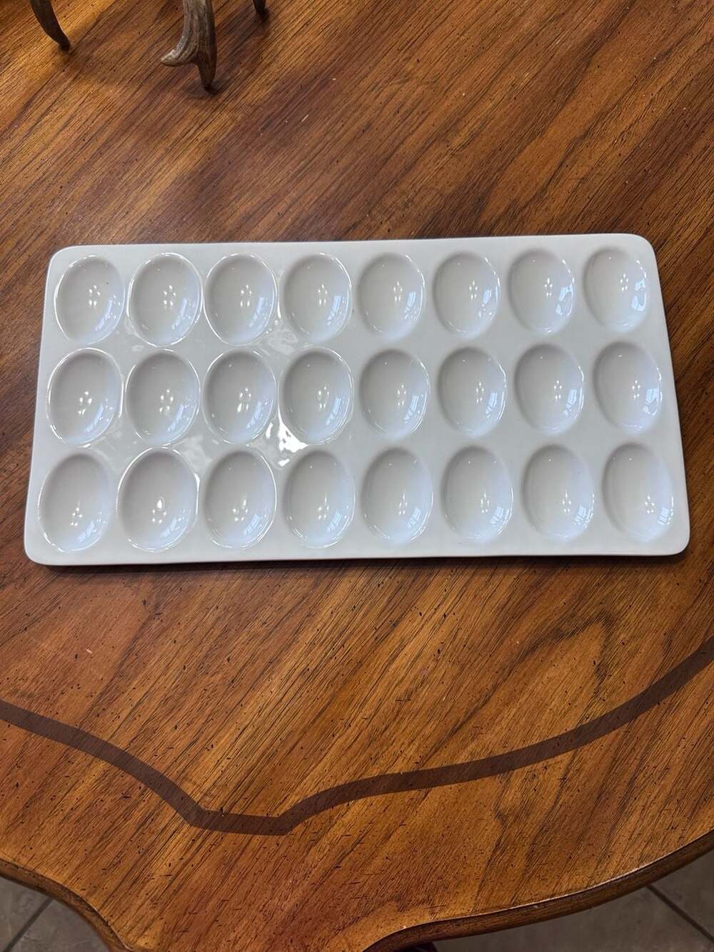 Food Network White Ceramic 24-Count Deviled Egg Serving Platter Tray
